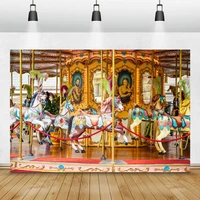 laeacco baby horse carousel amusement party portrait photographic backdrops photography backgrounds photocall photo studio