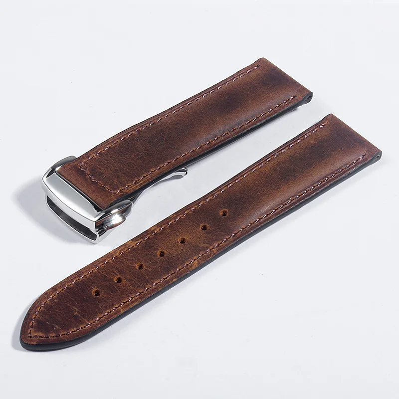 handmade vintage watchband genuine leather watch strap brown wrist replacement band 19 20 21 22 23mm men | Наручные часы