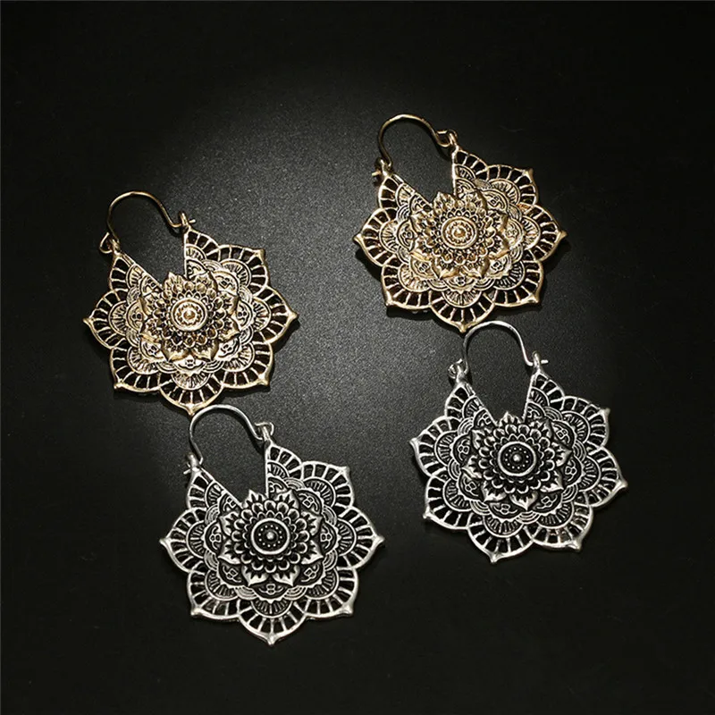 

2021 Hot Antique Earrings Gypsy Indian Tribal Ethnic Hoop Dangle Mandala Boho Party Charm Earrings For Women Jewelry