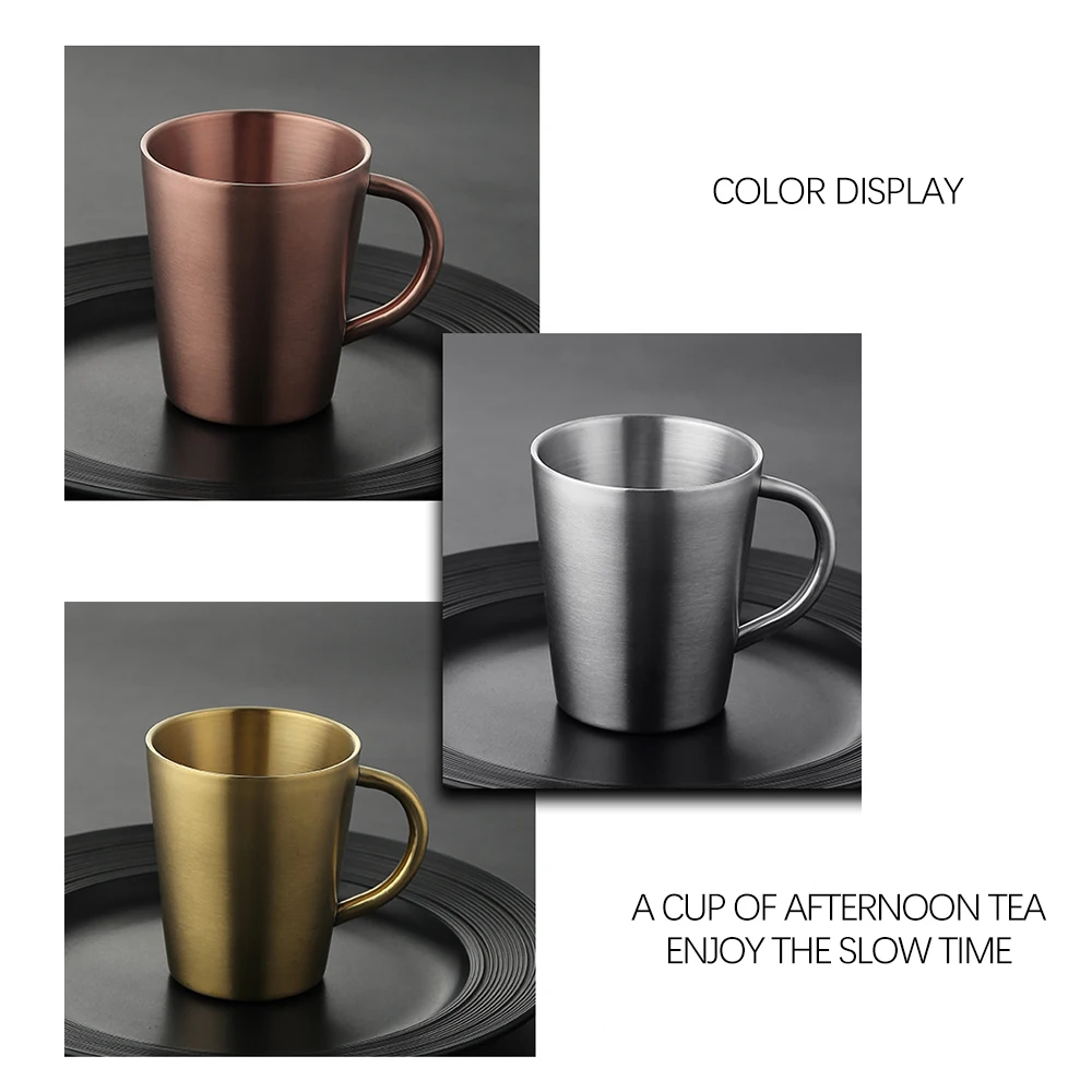 300 мл зеркальная кофейная чашка из нержавеющей стали с защитой от ожогов для чая