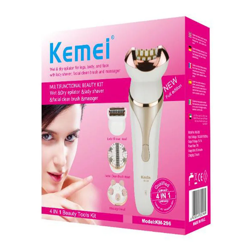 

Kemei Electric Hair Removal Device KM-296 Ms. Razor Hairdresser Multifunctional Ms. Razor Shaver Facial Cleansing Brush
