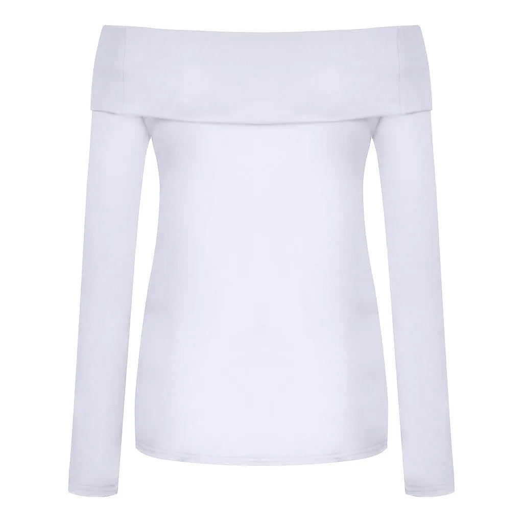 Модная однотонная блузка с открытыми плечами Повседневная зимняя Женская