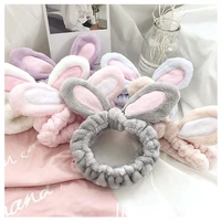 fflacell fashion flannel soft bowknot rabbit ears headband women girls turban cute holder hairbands wash face hair accessories