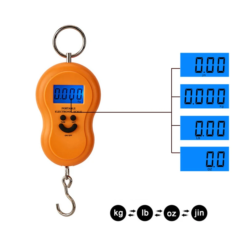 Портативные весы с подсветкой электронный прибор для взвешивания багажа 50 кг 10 г