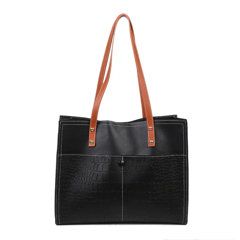 

2021 New Arrivals Women Underarm Bag Stone Style Two Shoulder Straps Ladies PU Leather Womenr Casual Tote Bag