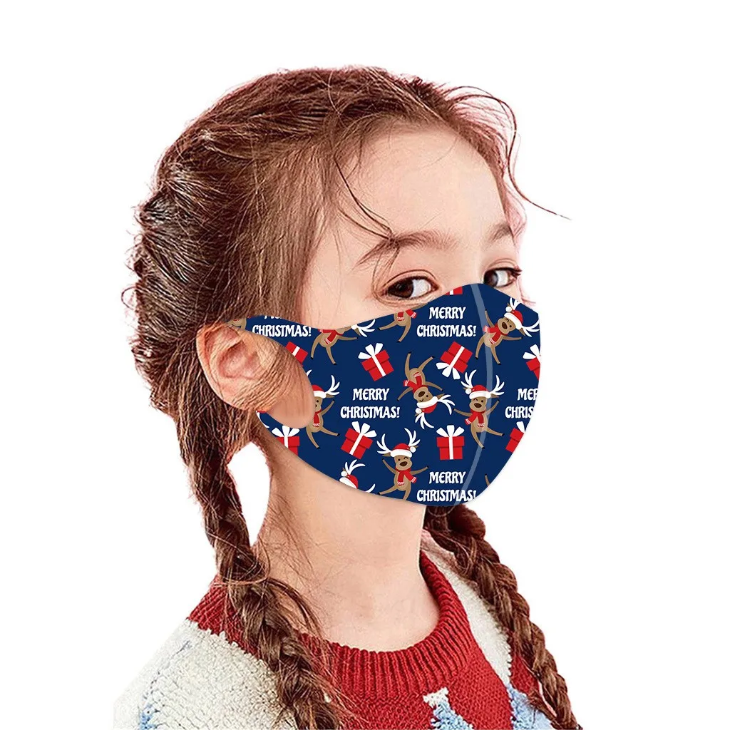 

5pcs Children Christmas Mouth Mask Cartoon Protection Face Mask Washable Reusable Protective Mascarillas Earloop Mask C09