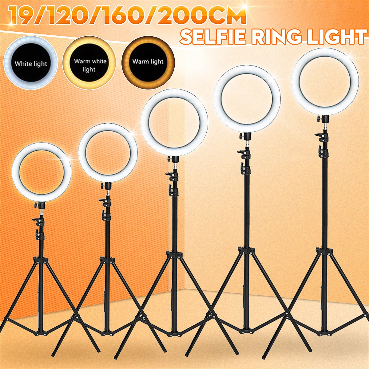 Светодиодный кольцевой светильник для селфи лампа с регулируемой яркостью со