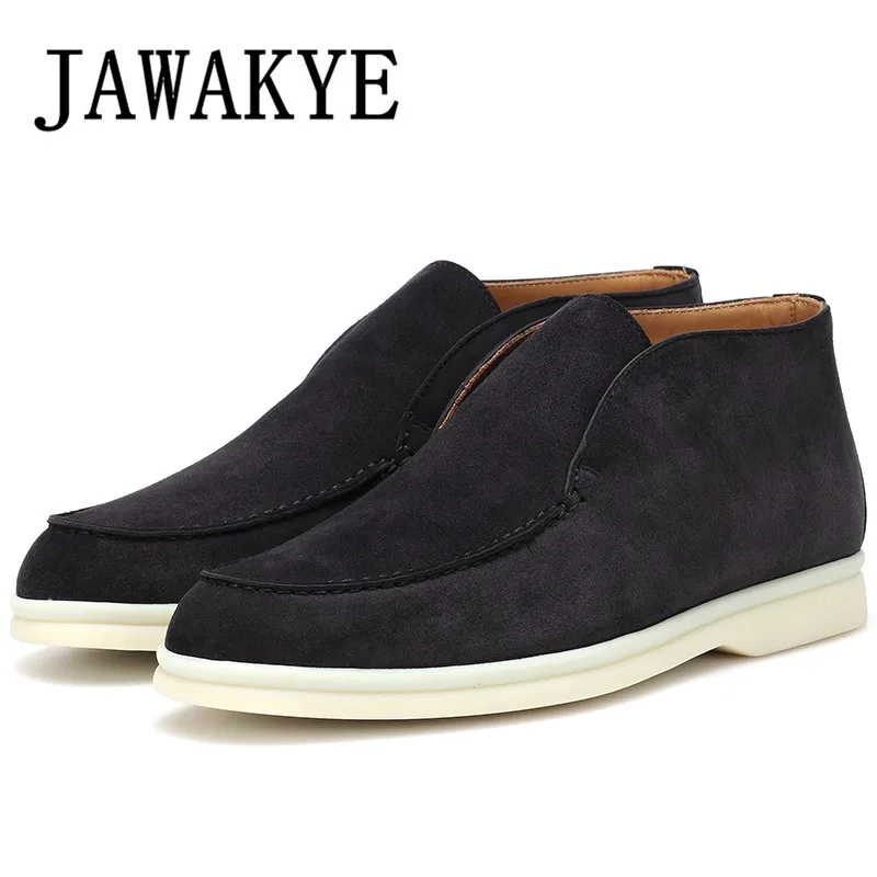 Осенние новые высокие Лоферы JAWAKYE Детские замшевые повседневные туфли на плоской