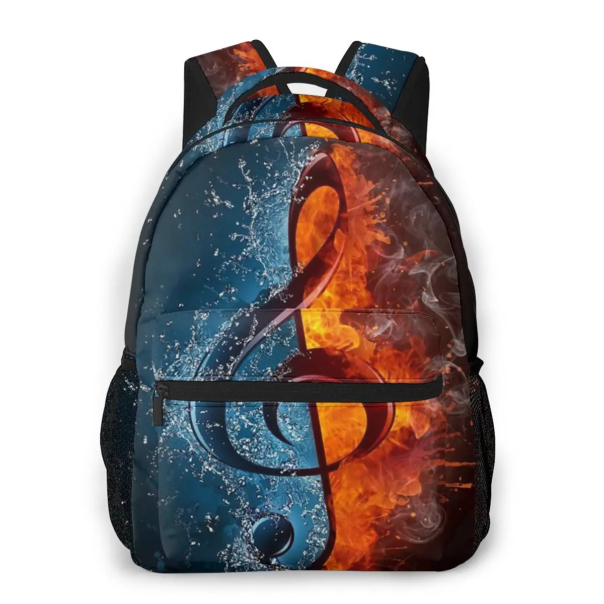 

Music Note Ice And Fire Backpack School Bags Casual for Teenager Girls Shoulder Bag Travel Bags