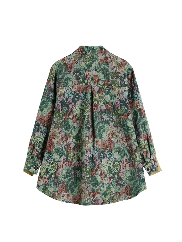 Женская винтажная блузка в стиле пэчворк с цветочным принтом и длинным рукавом