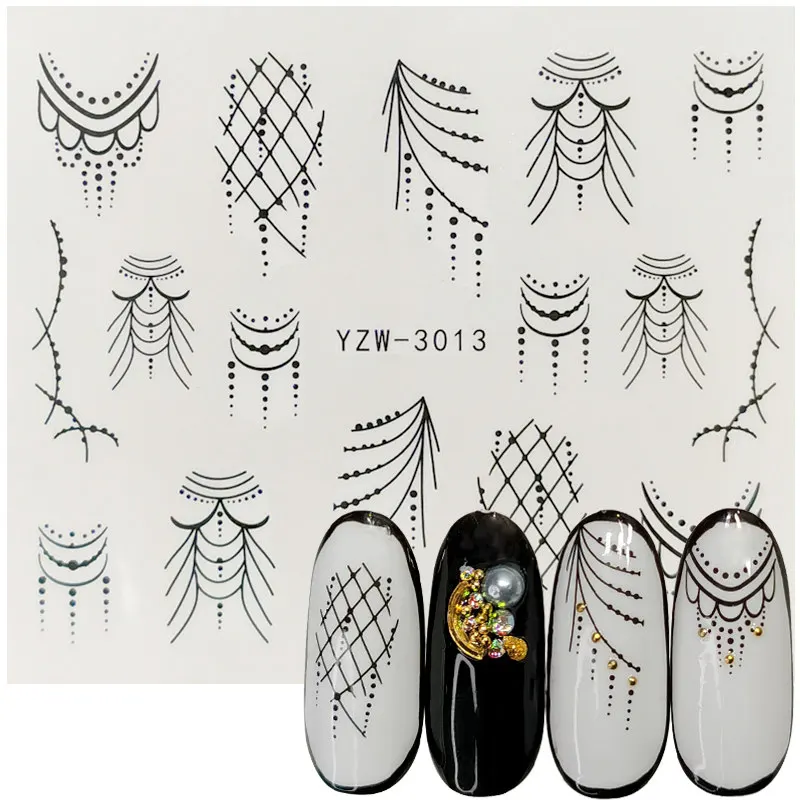 

2022 1pcs Nail Water Transfer Sticker Linear Flower Pattern Nail Art Decorations Slider For Nail Manicure Watermark Foils