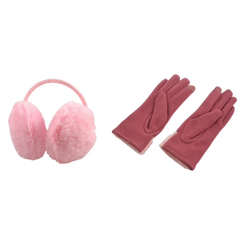 3 шт. женские теплые: 1 розовый плюшевый пушистый чехол для задней крышки уха