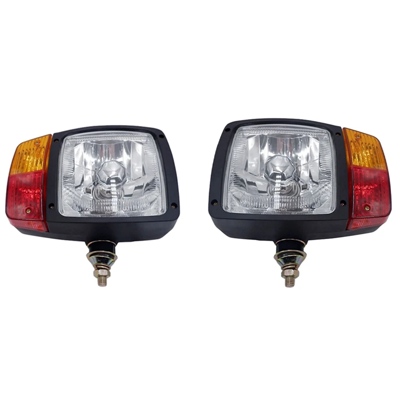 

2 Pcs Universal LED Turn Signal Indicator Work Light Headlights for Tractor Trailer Excavator Truck Right & Left