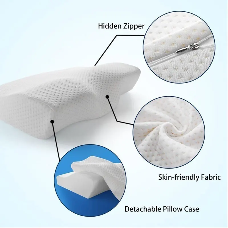 

Memory Foam Bedding Pillow Neck Protection Slow Rebound Contoured Orthopedic Memory Foam Butterfly Shaped Pillow Dropshipping