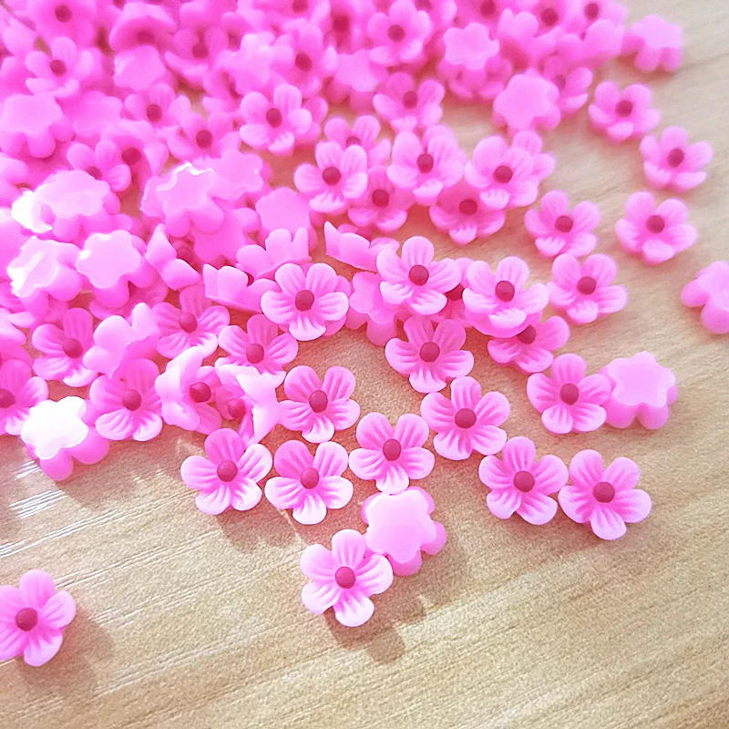 

100 шт. 9 мм светильник Розовый Смола Цветы Украшения кабошон с плоской задней частью для Скрапбукинг Kawaii милые аксессуары для ручной работы