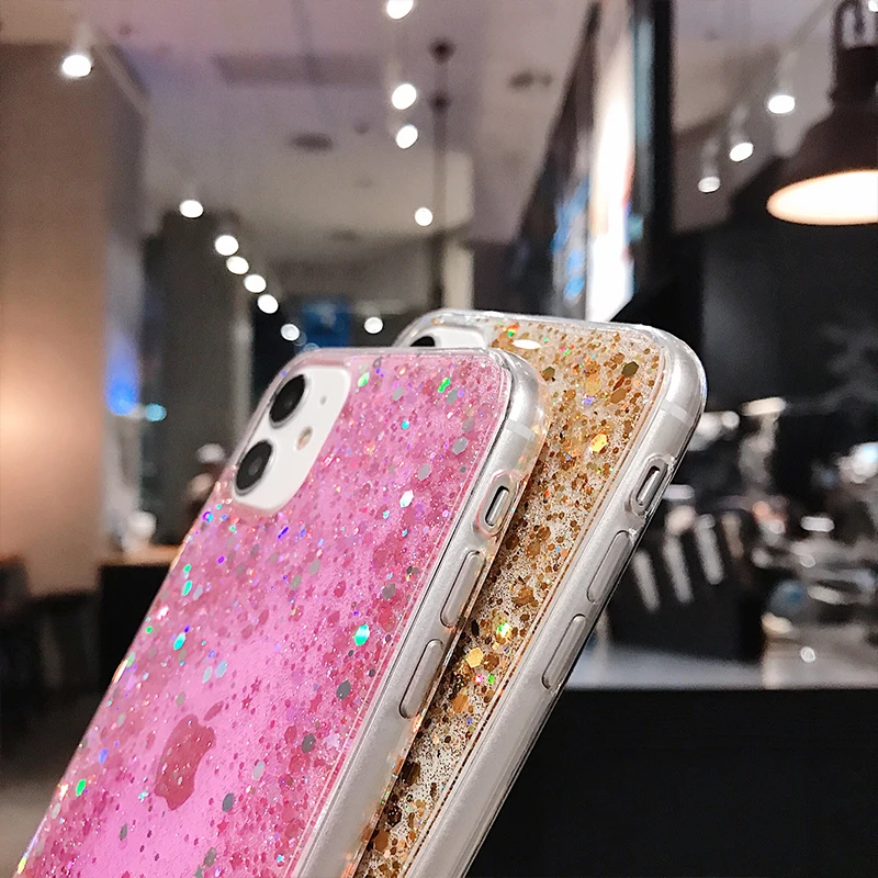 Bling Glitter Star Silicone Case For iPhone 11 Pro XS Max X XR Shining Sequin TPU Clear Back Cover 6 6S 7 8 Plus SE 2 |