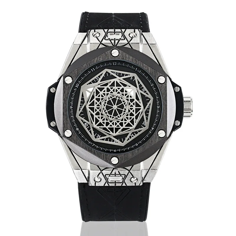 

KIMSDUN Top Luxury Brand Men New Quartz Fashion Watch Trend Sashimi Personality Carved Military Leather Silicone sports Watches