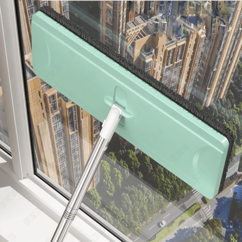 Зеленая плоская швабра быстросохнущая ткань из микрофибры регулируемый угол 360