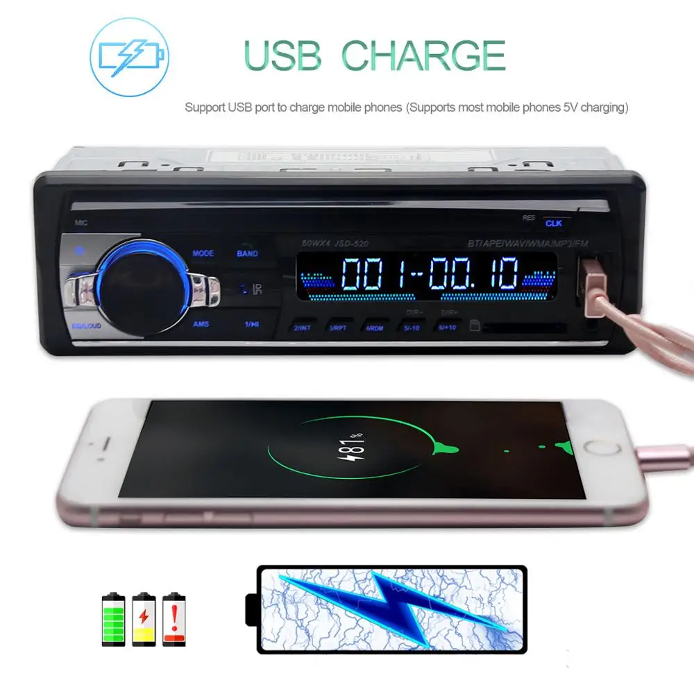 Автомобильный Радио автомобильный радиоприемник с Bluetooth Авто стерео Aux вход