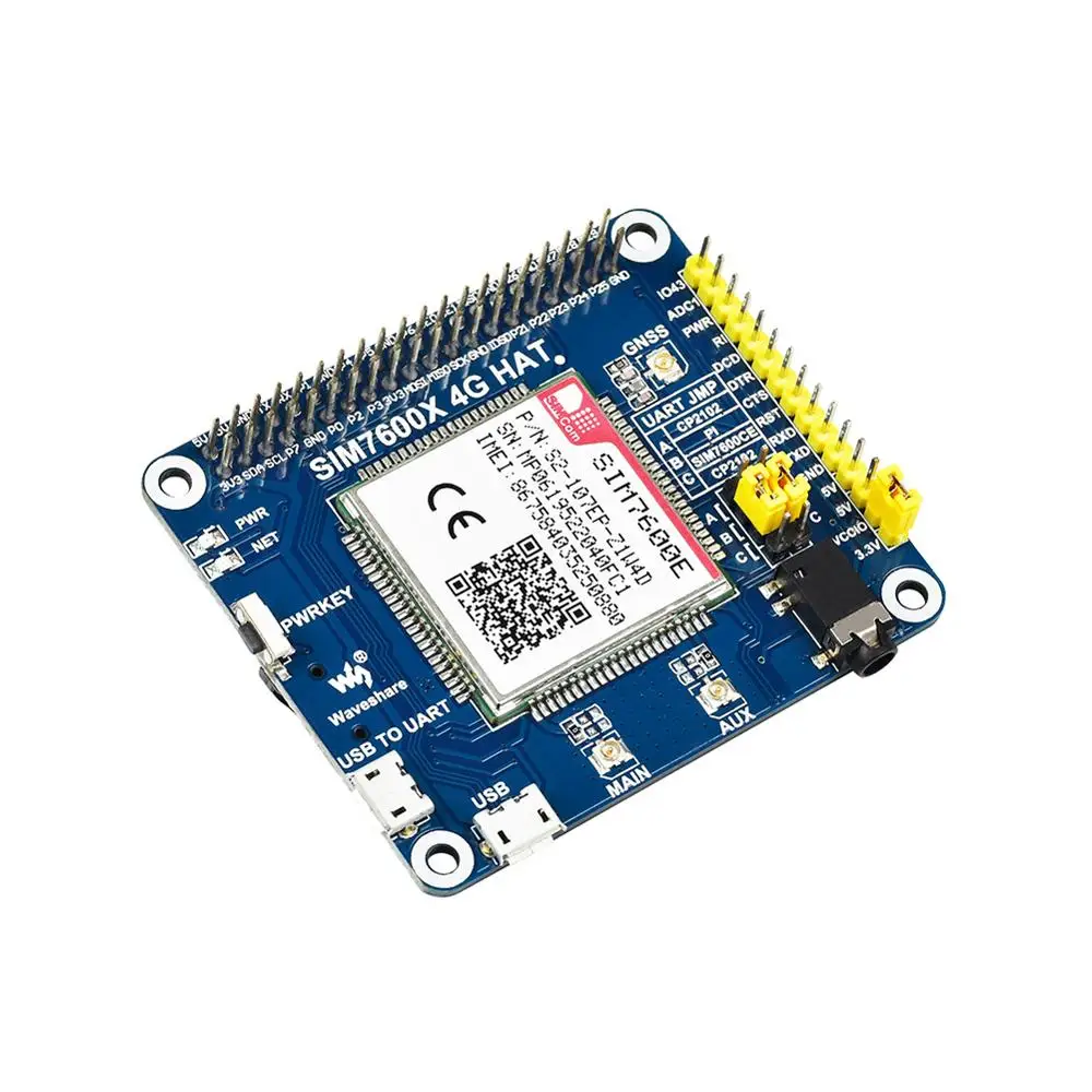 Шляпа Waveshare SIM7600E 4G/3G/2G/GSM/GPRS/GNSS для Raspberry Pi Zero/Zero W/Zero WH/2B/3B/3B на базе шапки SIM7600X 4G |