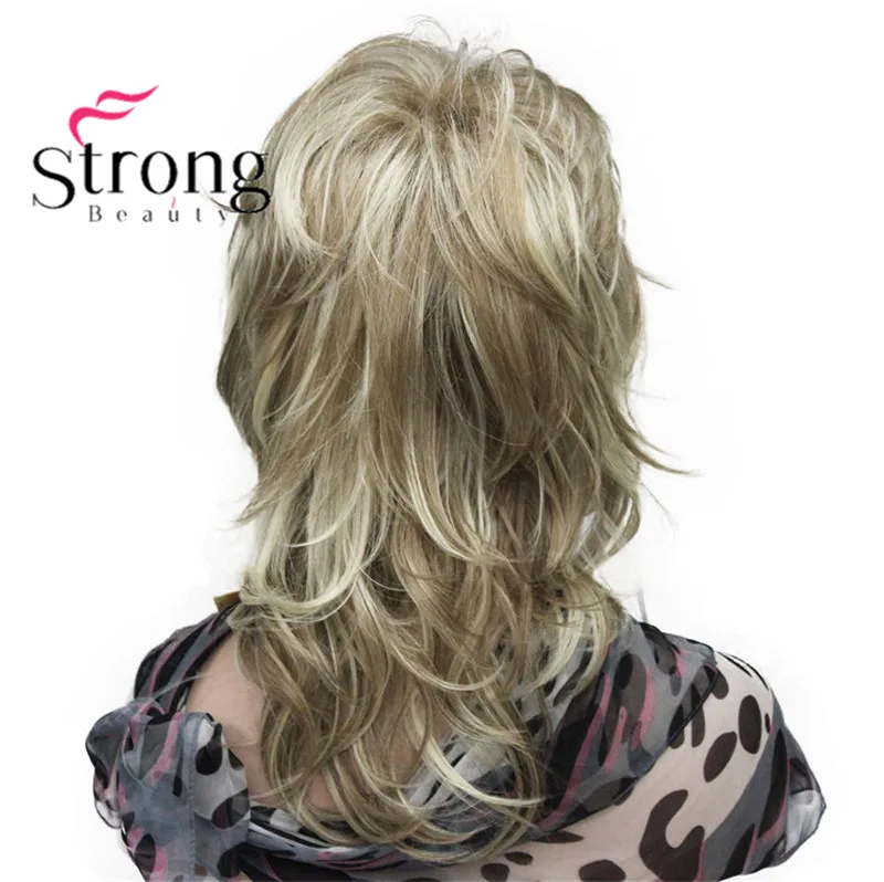 StrongBeauty блонд выделенный Длинный мягкий многослойный синтетический парик для
