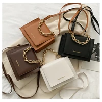 new fashion girl solid color women mini pu handbag with chain small tote bag with flap 2021 5055
