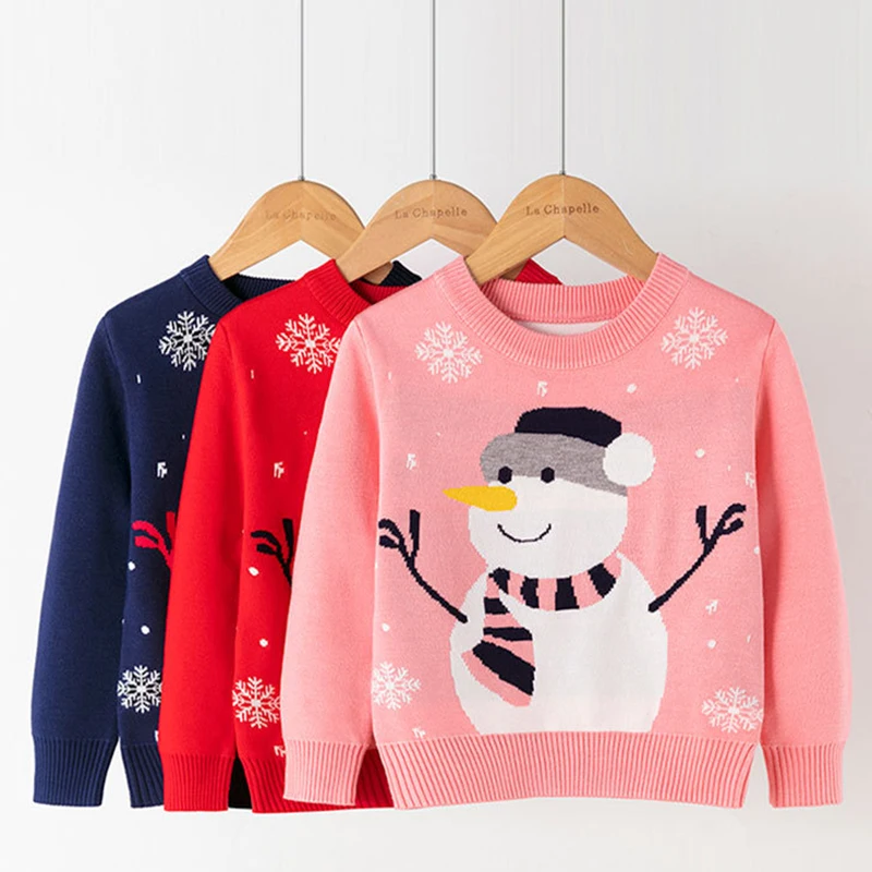 

Girls European Cartoon Christmas Red Snowman Pullover Bottoming Sweater Toddler Girl Fall Clothes 2022 Toddler Girl Sweater