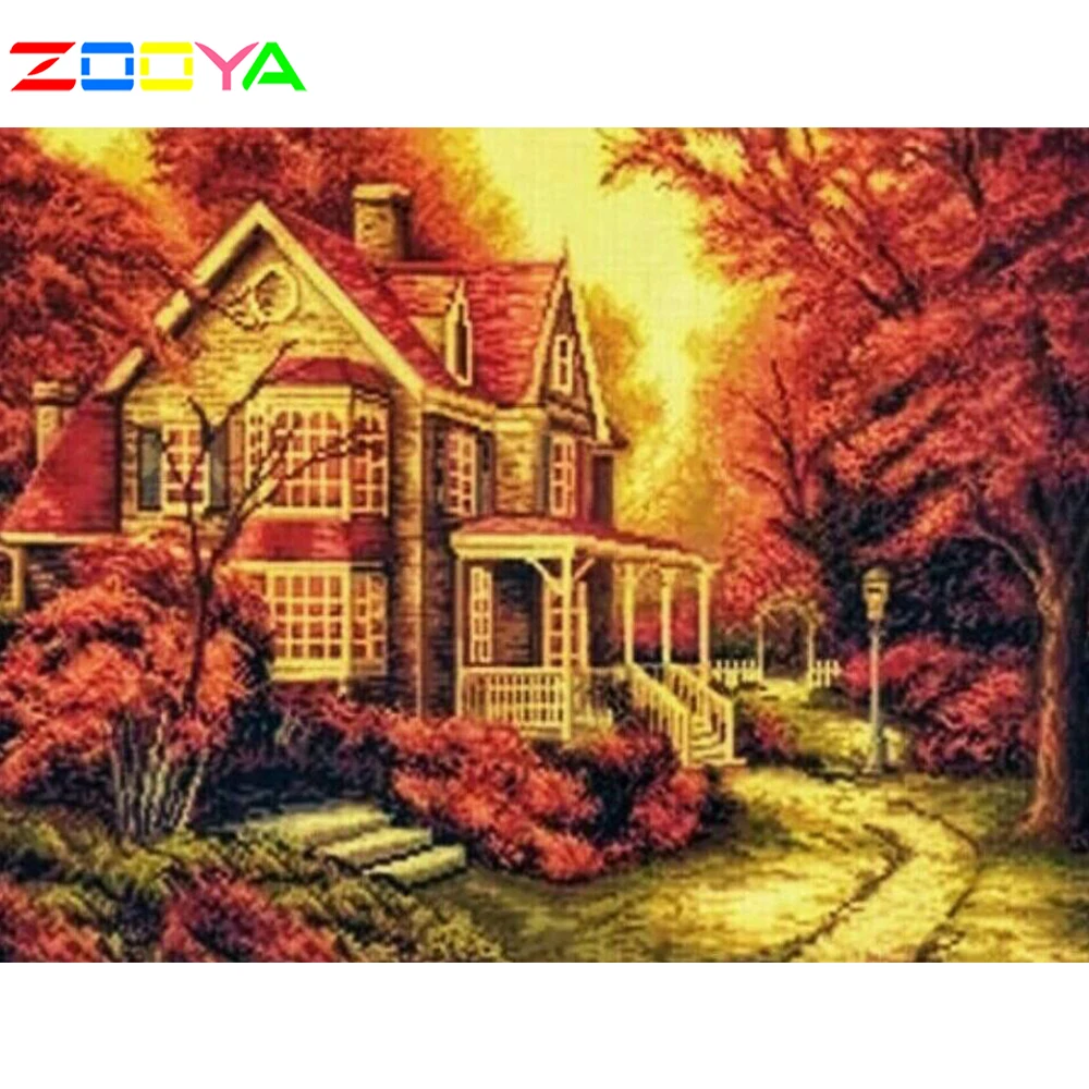 Zooya Diy 5D Вышивка крестом пейзаж архитектура дома алмазная живопись украшение для