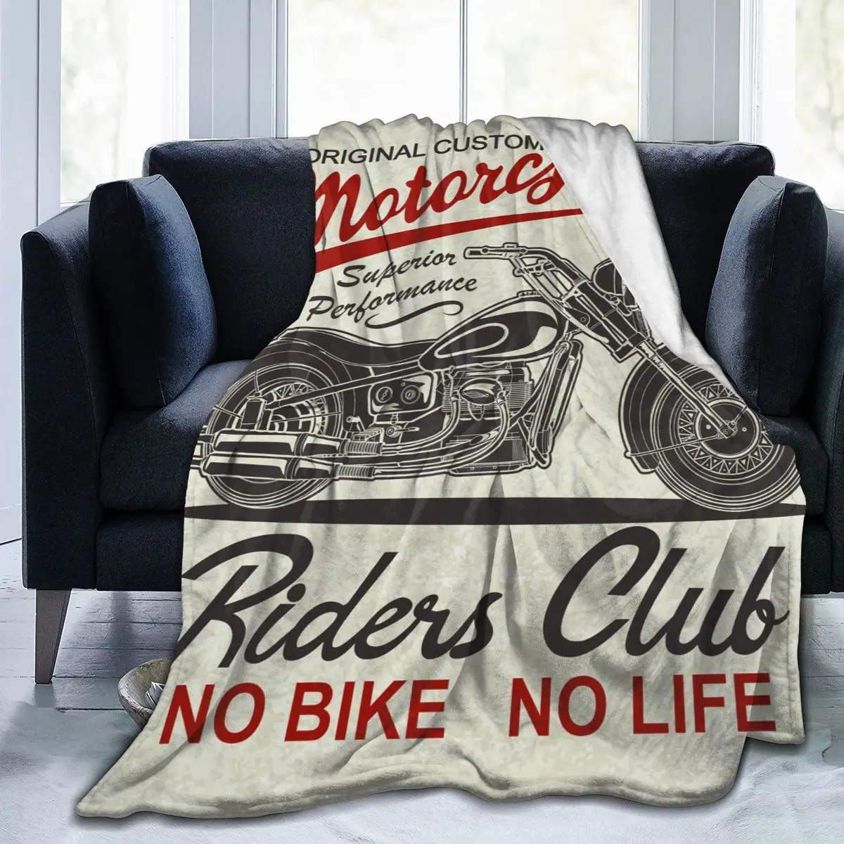 

Flannel Blanket Vintage Motorcycle Poster Light Thin Mechanical Wash Warm Soft Blankets Throw on Sofa Bed Travel Patchwork