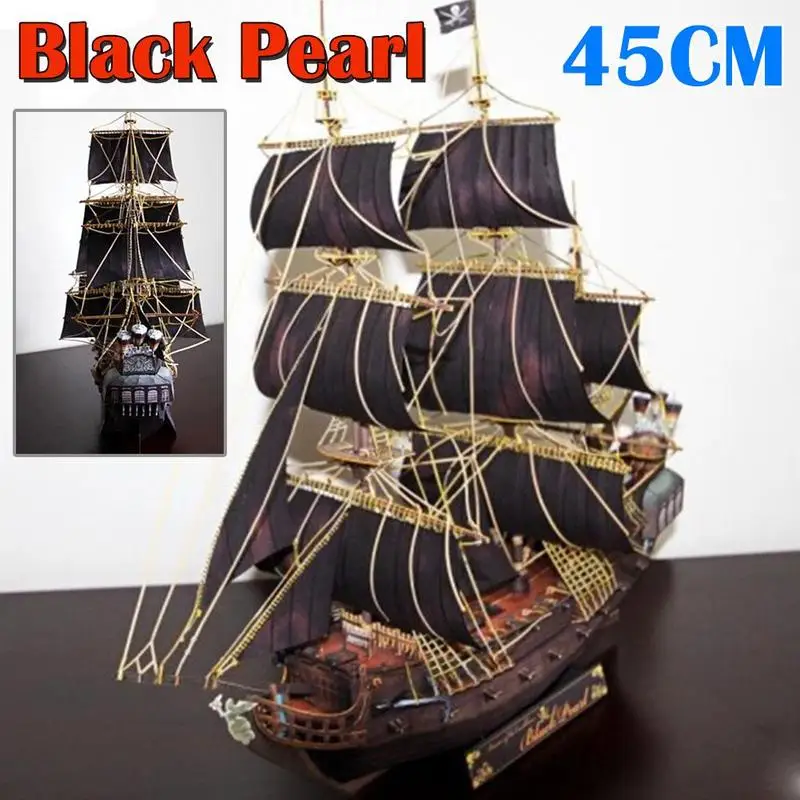 

Paper Model DIY ship Pirates of the Caribbean Black Pearl ancient Sailing sailboat warship Pepercraft Ship Funs Gifts