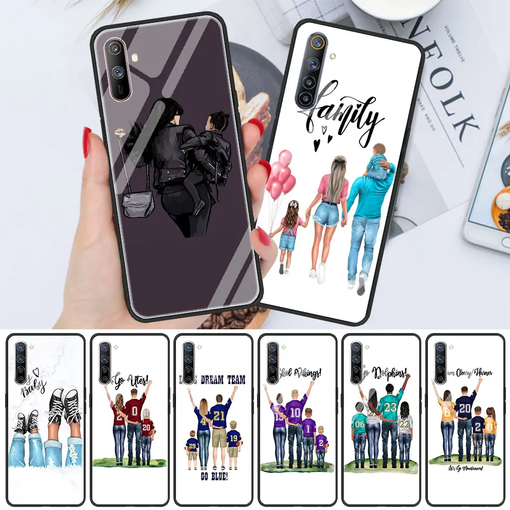 

Glass Cover Case for Realme XT C3 5 6 7 7i Pro Soft Edge Shell for Oppo A52 A9 Find X2 Lite Shell Funda Baby Mother Girl Family