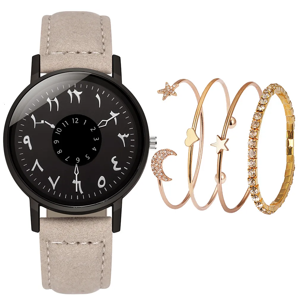 

Creative symbol dial Fashion Small And Delicate European Beauty Simple Casual Bracelet Watch Suit LW