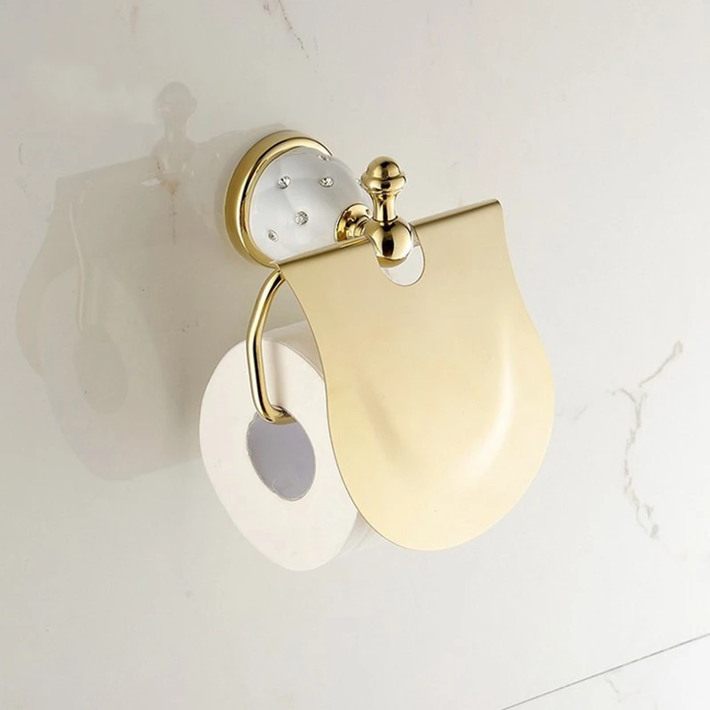 

Luxury Diamond Toilet Paper Holder Gold Bathroom Rolling Paper Holder Metal Wall Mounted Tray Mat Silver Tissue Hanger