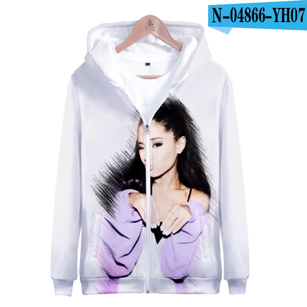 Ariana Grande толстовки на молнии с 3D принтом, спортивный костюм, уличная одежда для женщин/мужчин, толстовка с капюшоном и длинным рукавом - Цвет: Армейский зеленый