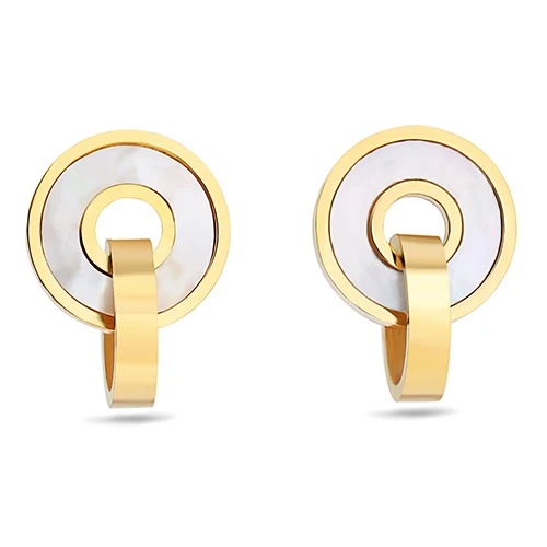 earring Модные Ювелирные наборы золотого цвета из нержавеющей стали в виде ракушки кулон ожерелье серьги аксессуары для женщин Свадебная вечеринка - Окраска металла: earring