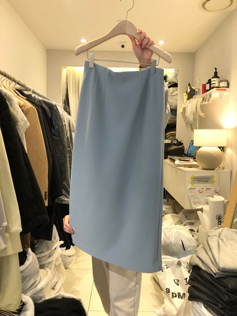 

Новинка, летнее платье для досуга Han Guodong, тонкая Однотонная юбка с разрезом и молнией для досуга, подчеркивающая свою мораль, для досуга