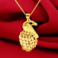 hi valentines day gift wedding peafowl 24k gold pendant necklace for party jewelry with chain choker birthday gift girl