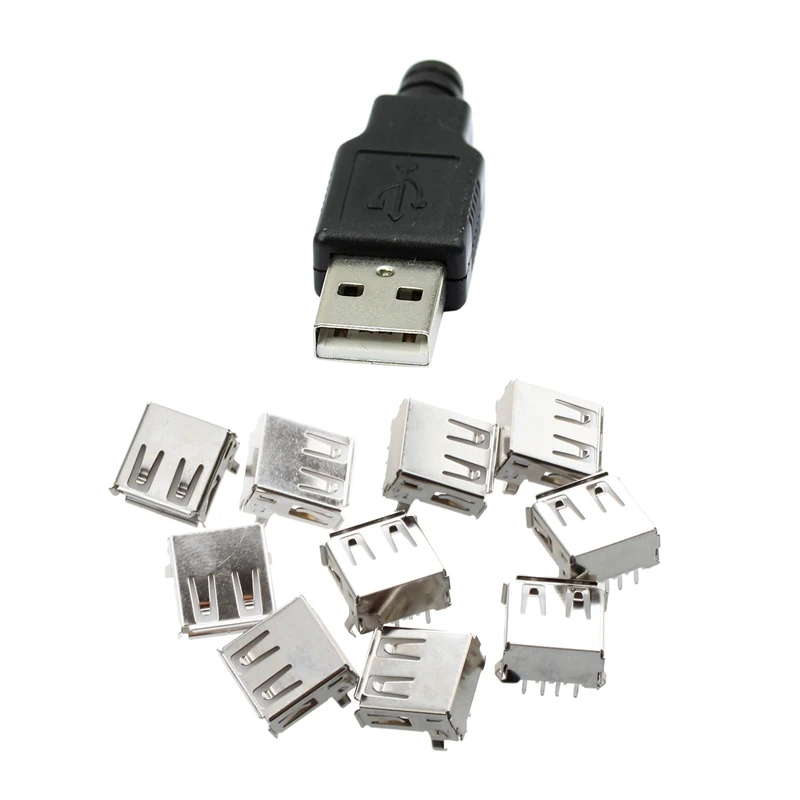 20 шт. разъем: 10 Тип USB-сокет с углом 90 градусов Гнездовой разъем и USB плоский супер