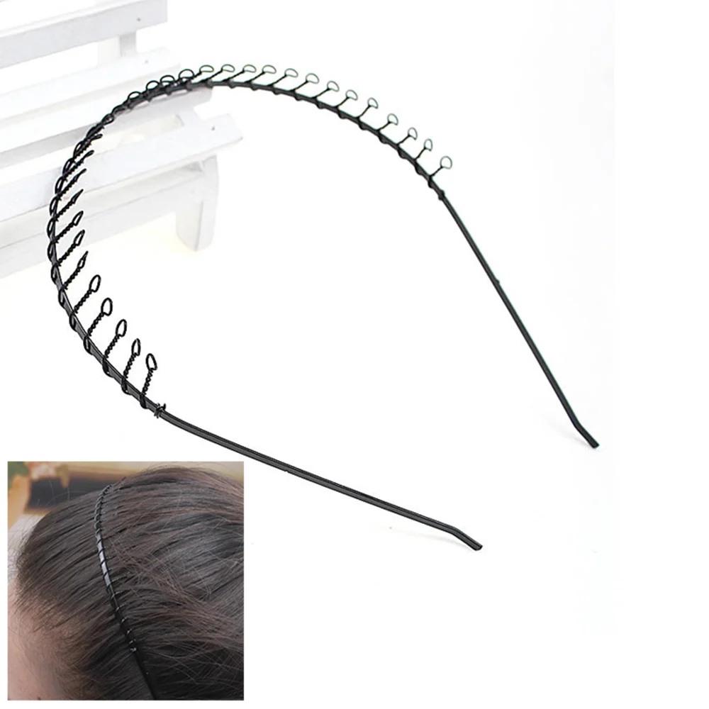 

2 Pcs Fashion Simple Metal Toothed Headband Wire Comb Hairband Unisex Elastic Styling Tools Handmade Headwear Sports Makeup Tool
