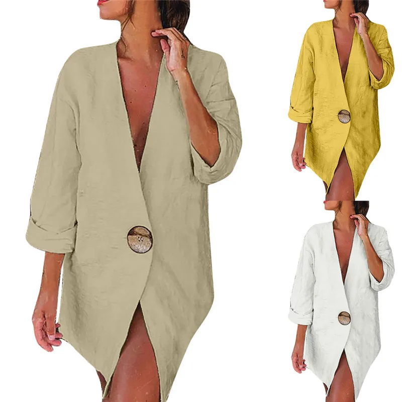 Женский приталенный Блейзер с длинным рукавом осенняя верхняя одежда из хлопка и