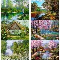 5d diamond painting scenery tree diamond embroidery spring scenery cross stitch full square round drill manual crafts home decor