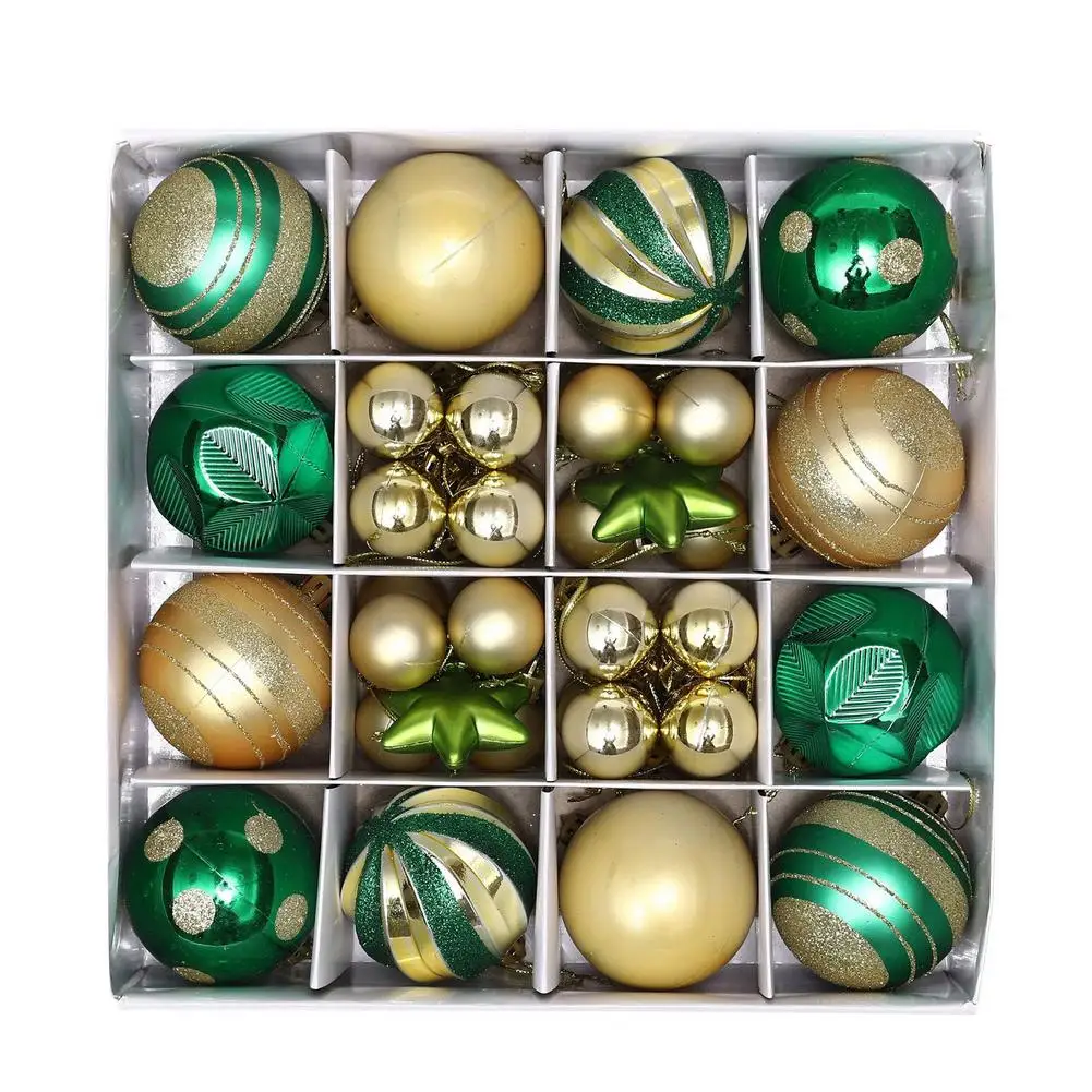 

42 шт., декоративные новогодние шары, золотистые и зеленые