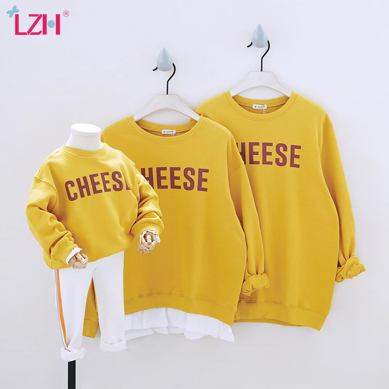 

LZH 2021 Loose Sweater For Kids Fashion The Family Of Outfits Tops For Mom And Dad And My Clothing Autumn Long Sleeve Sweatshirt