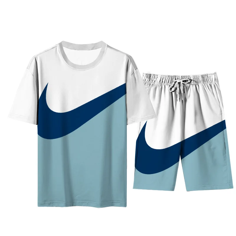 

Men's and women's two-piece suit, short-sleeved shorts, summer new style, plus size, fashionable and casual, 2021