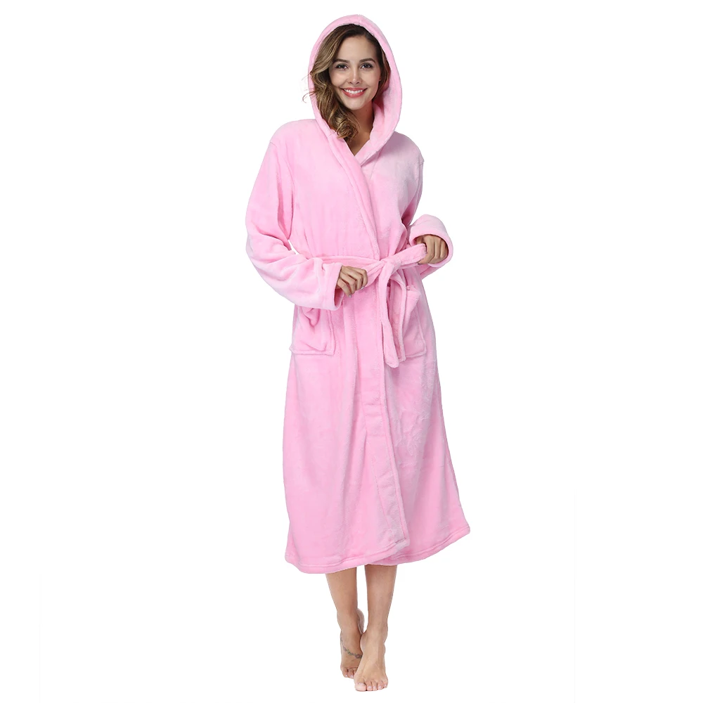 

RONGTAI Fink Fleece Womens Robe Bathrobes with Hood