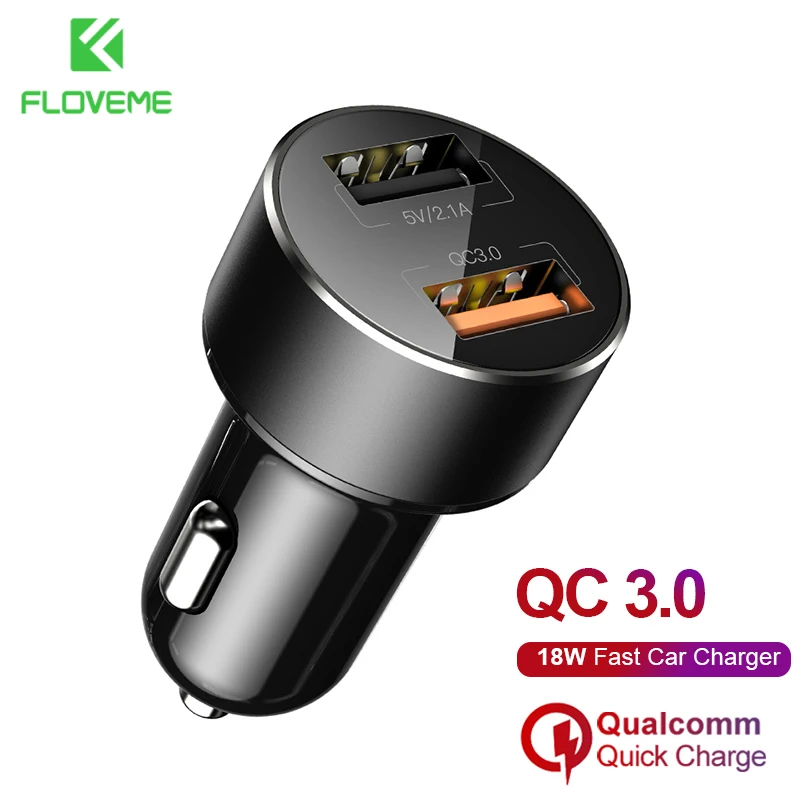 Автомобильное зарядное устройство FLOVEME QC 3 0 18 Вт с двумя USB портами быстрое для iPhone