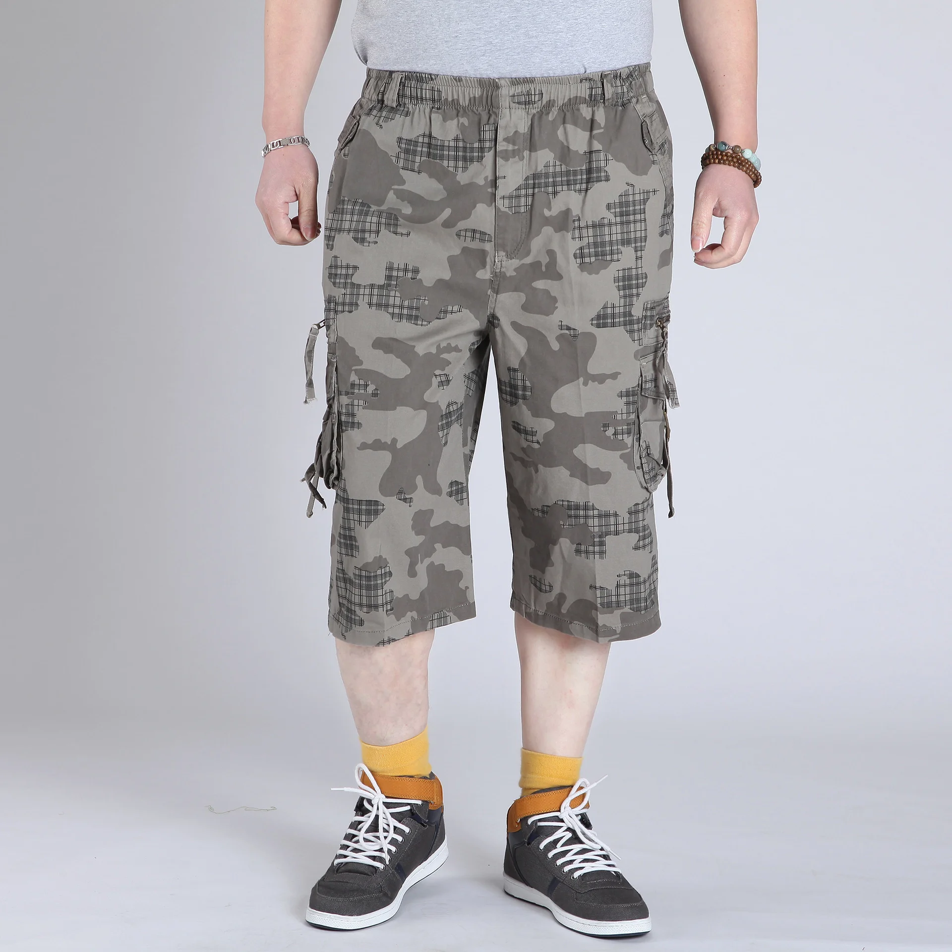 

men's Summer oversize Multi Pocket overalls fat brother camouflage outdoor casual pants plus large sports pants