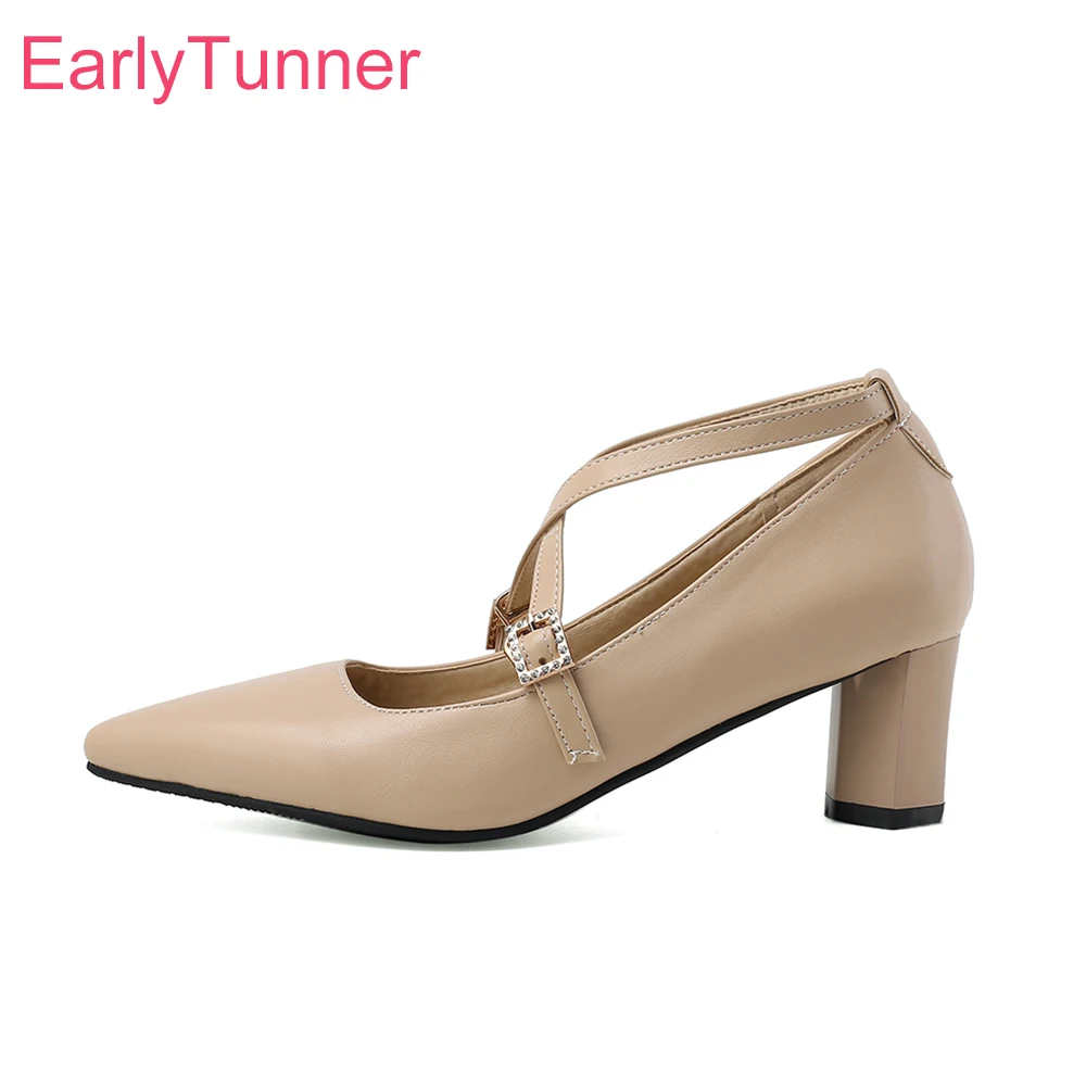 

Sale Brand New Mature Apricot Black Women Pumps Fashion High Block Heels Lady Shoes Plus Big Small Size 11 30 43 45 48