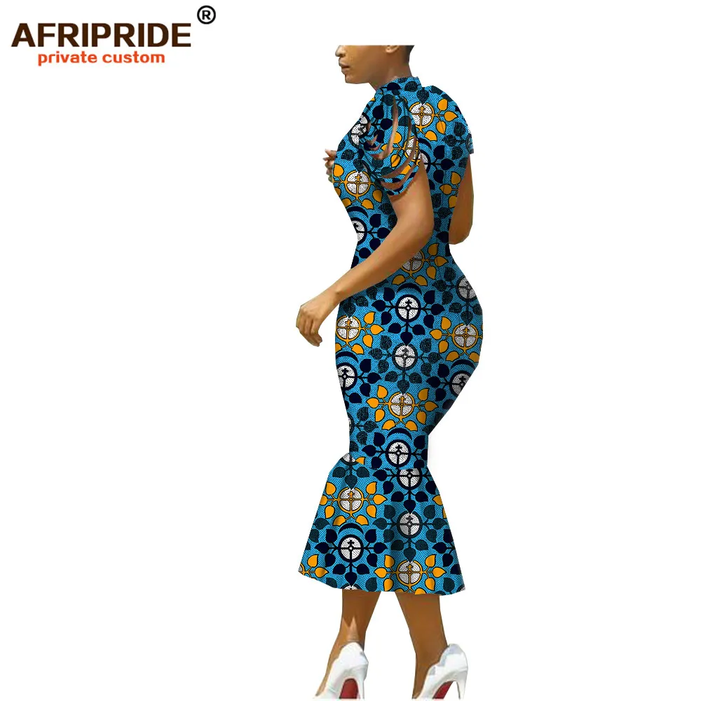 Afripride, африканские платья для женщин, сделанные на заказ, открытые рукава, длина до середины икры, женское Хлопковое платье-труба A1825099 - Цвет: 531J
