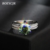 boeycjr 925 silver 1ct1 5ct2ct3ct green moissanite vvs1 engagement wedding ring for women with gra certificate